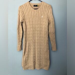 Polo Ralph Lauren Beige Cable Knit Long Sleeve Dress Size XS